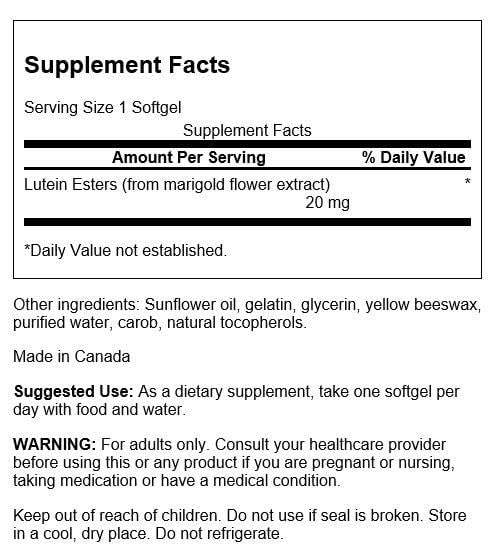 Swanson Lutein, emballage boîte, pratique pour une routine quotidienne.
