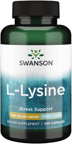 Swanson L-Lysine libre‑forme, bouteille 500 mg, 100 capsules, soutien quotidien potentiel