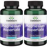 Swanson Magnesium Aspartate 685 mg, bouteille de 90 capsules pour soutenir l’énergie et la fonction musculaire.