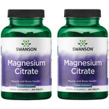 Swanson Magnésium Citrate, comprimés en boîte 2 packs, soutient énergie et relaxation musculaire.
