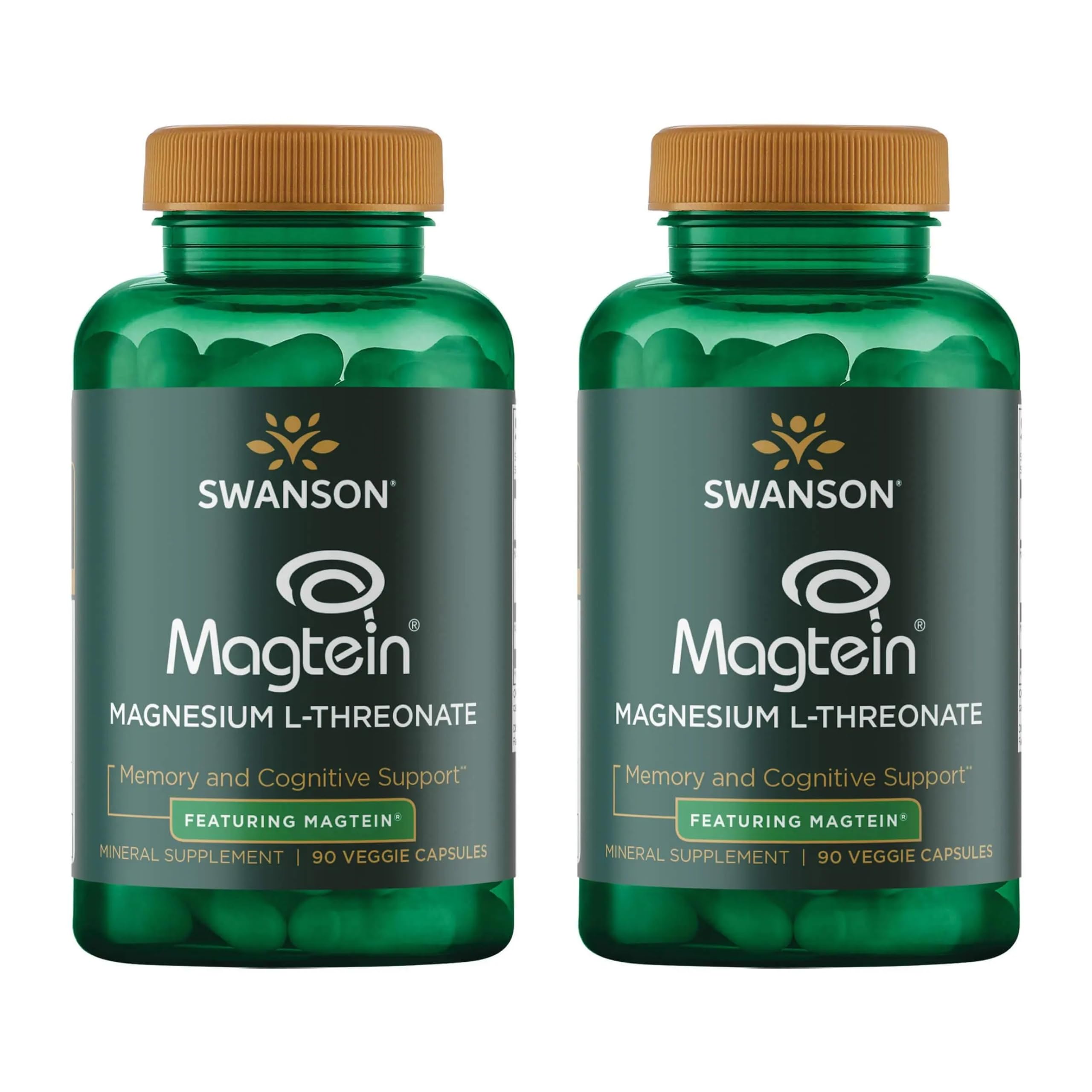 Swanson Magnésium L-Thréonate – bouteille de capsules véganes soutenant le système nerveux et la concentration.
