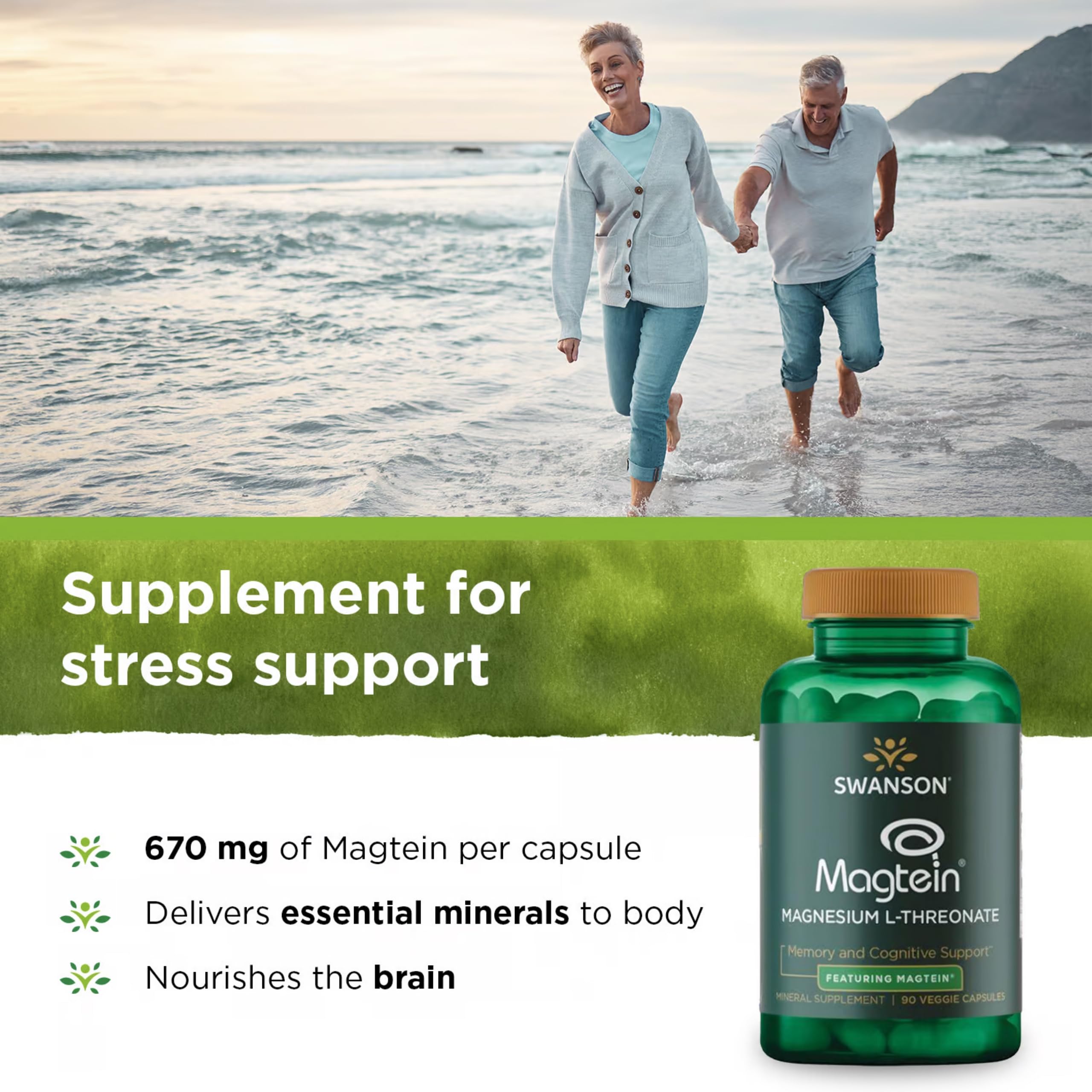Swanson Magnésium L-Thréonate – capsules véganes visibles promouvant la cognition et l'apprentissage.