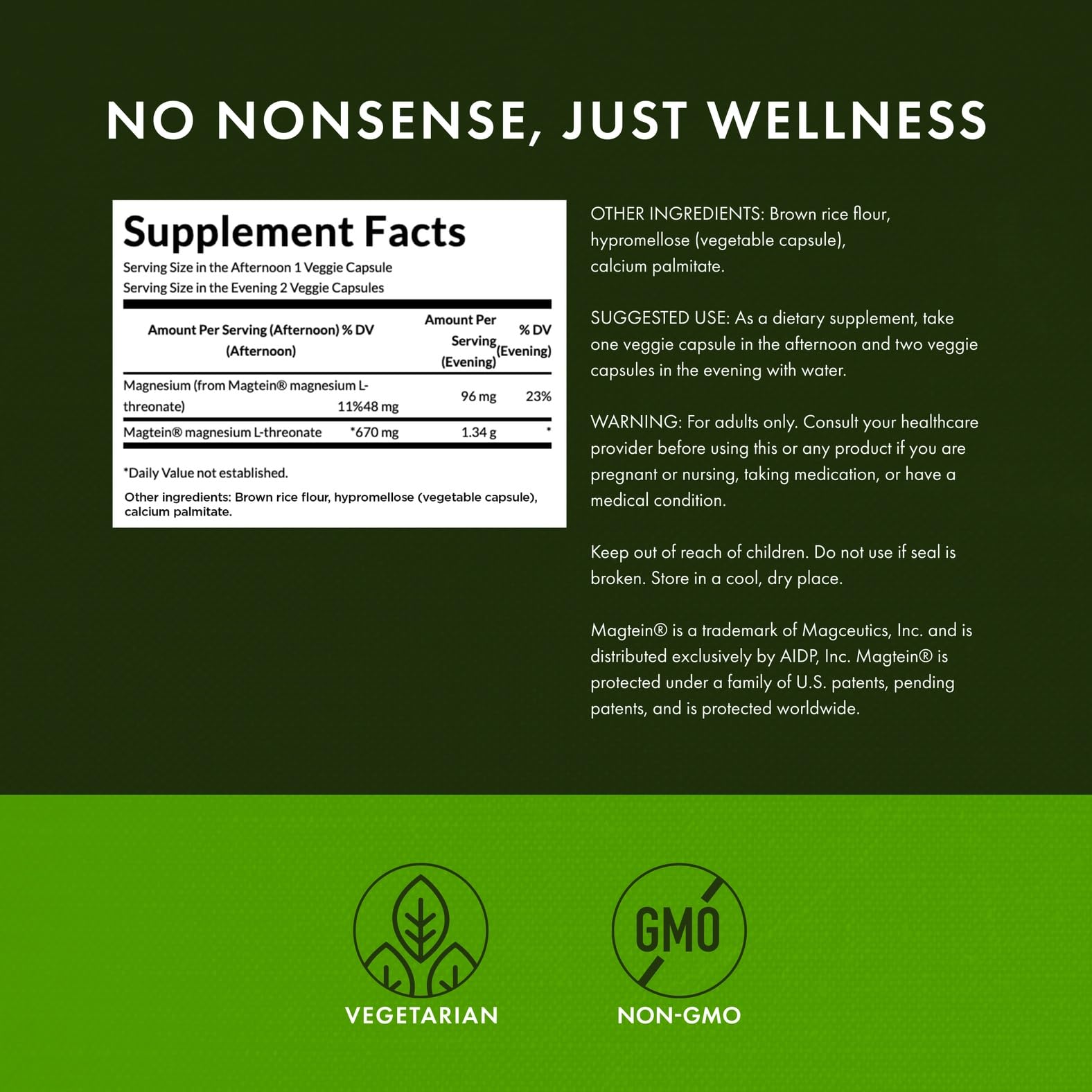 Dose quotidienne Swanson Magnesium L-Thréonate pour l’attention et le fonctionnement cognitif