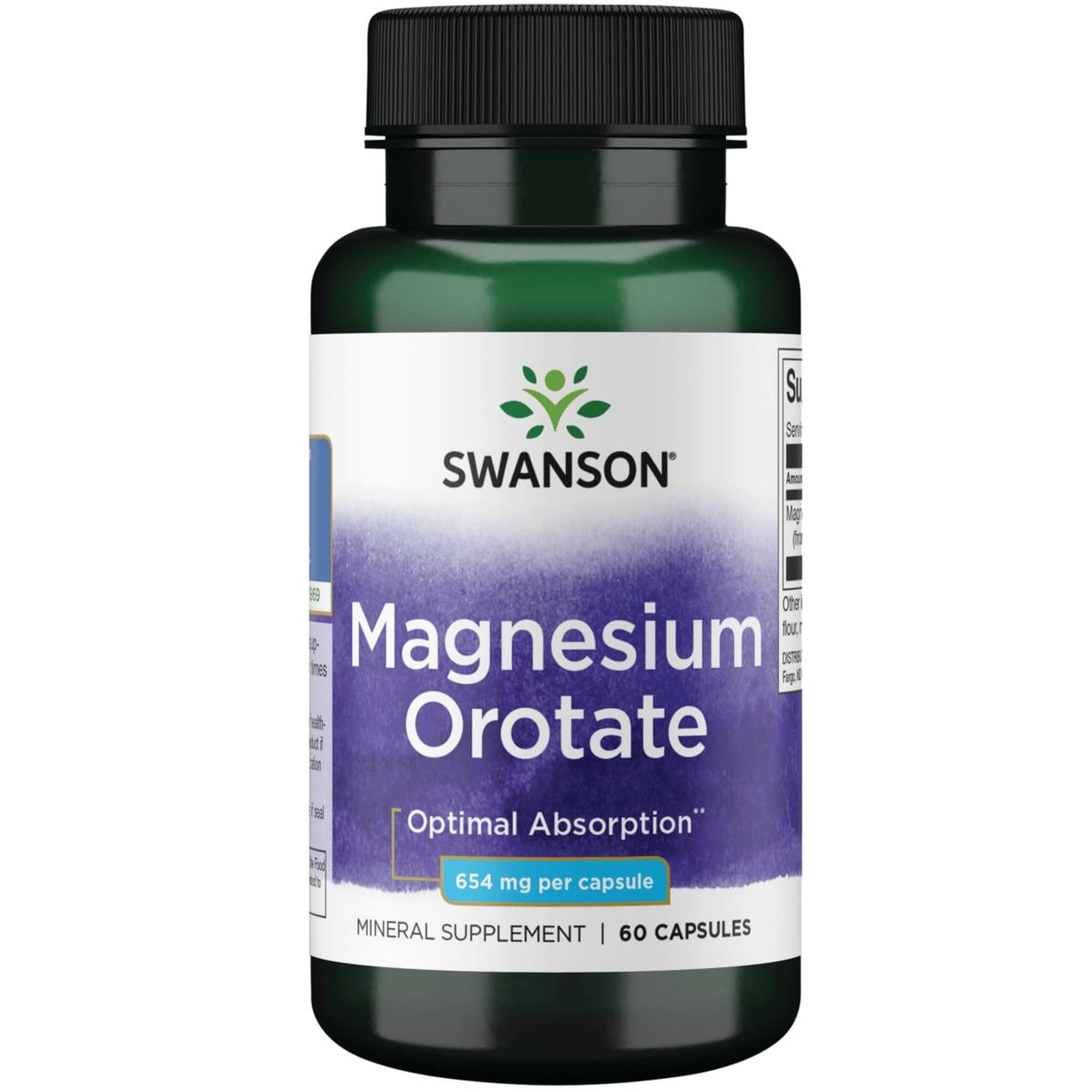 Swanson Magnésium Orotate : bouteille visible, soutien potentiel des muscles et du système nerveux.