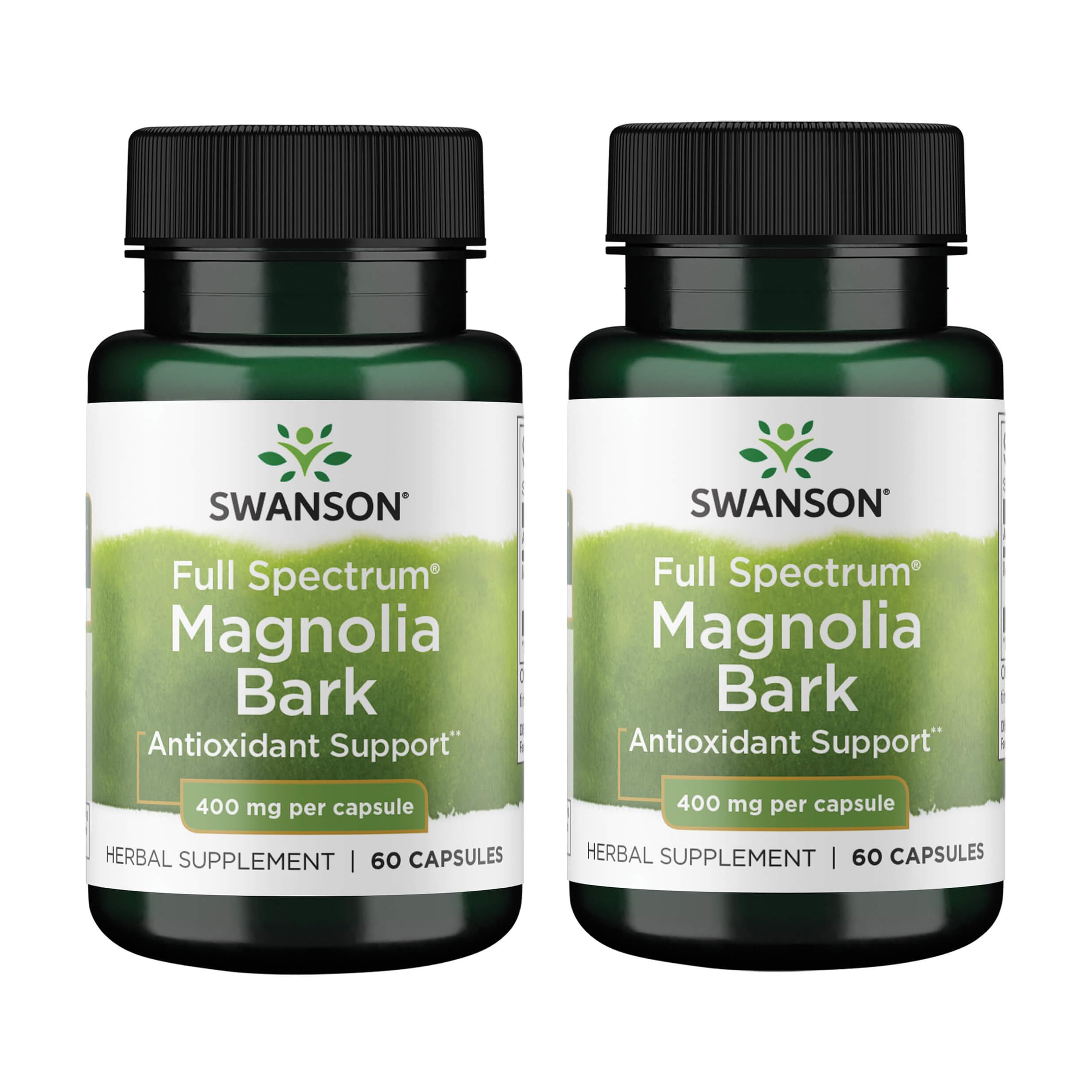 Swanson Magnolia Bark sur emballage, lot de deux boîtes, soutien digestif potentiel