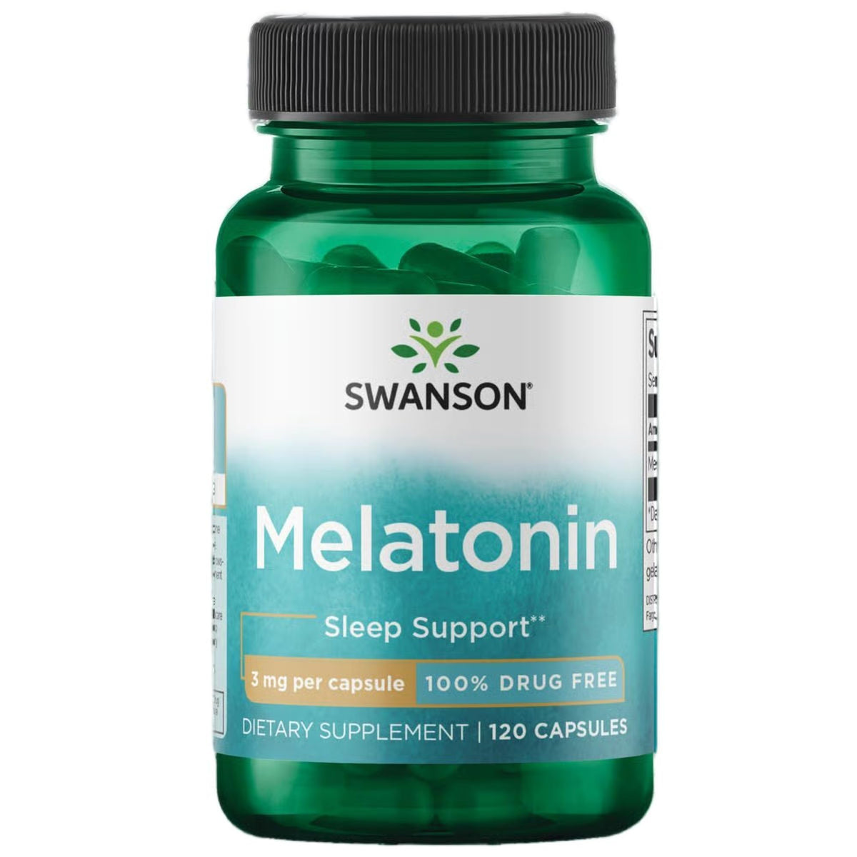 Swanson Mélatonine: bouteille-capsules pour un endormissement plus serein.