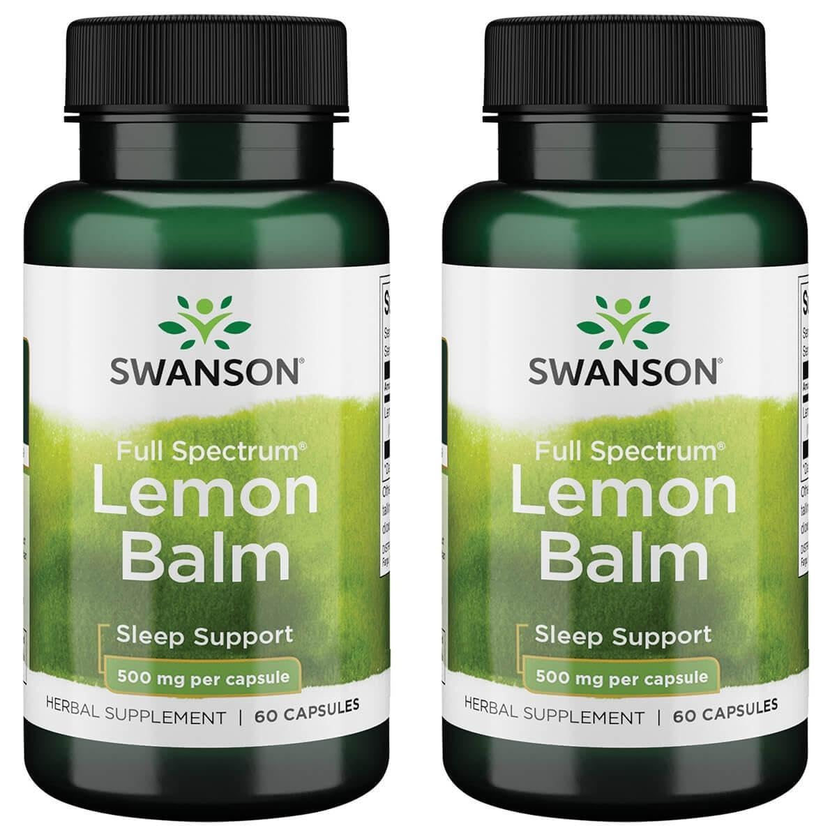 Swanson mélisse à spectre complet—gélules faciles à avaler pour relaxation et sommeil.