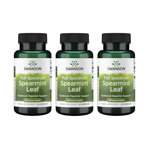 Swanson Menthe poivrée, bouteille vue avant, soutient potentiellement une digestion confortable au quotidien.