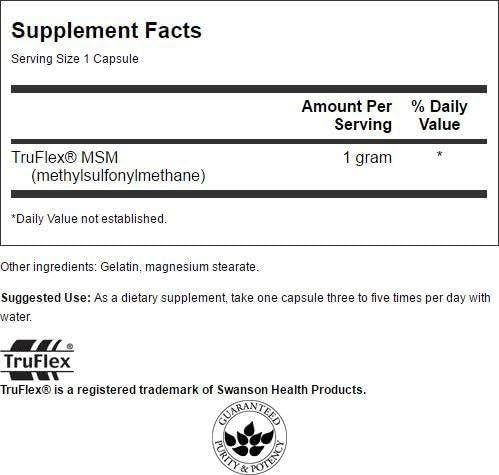 Swanson MSM 1000 mg capsules : forme biodisponible pour la peau et le bien-être