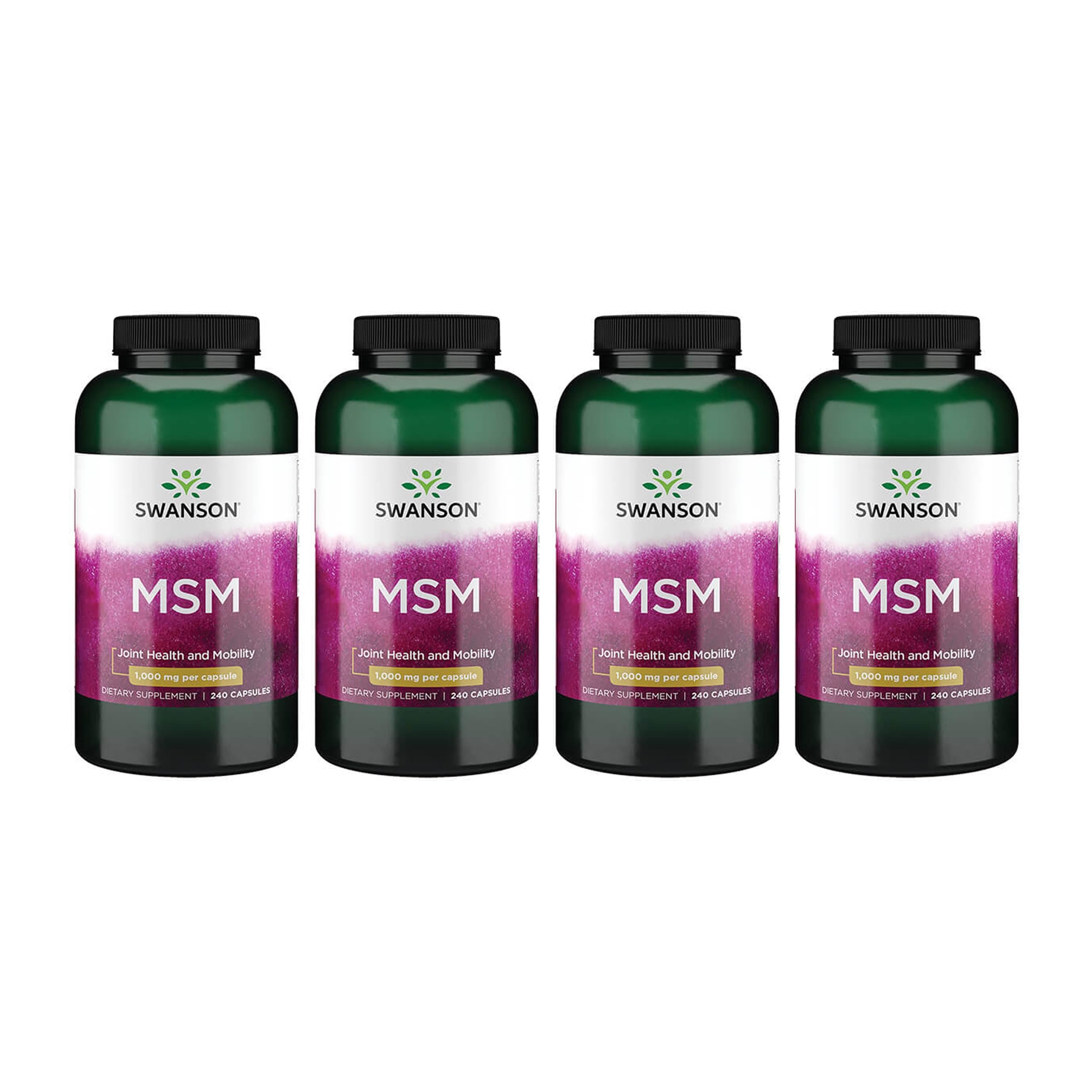 Swanson MSM capsules gros plan, source naturelle de soufre soutenant mobilité et articulation