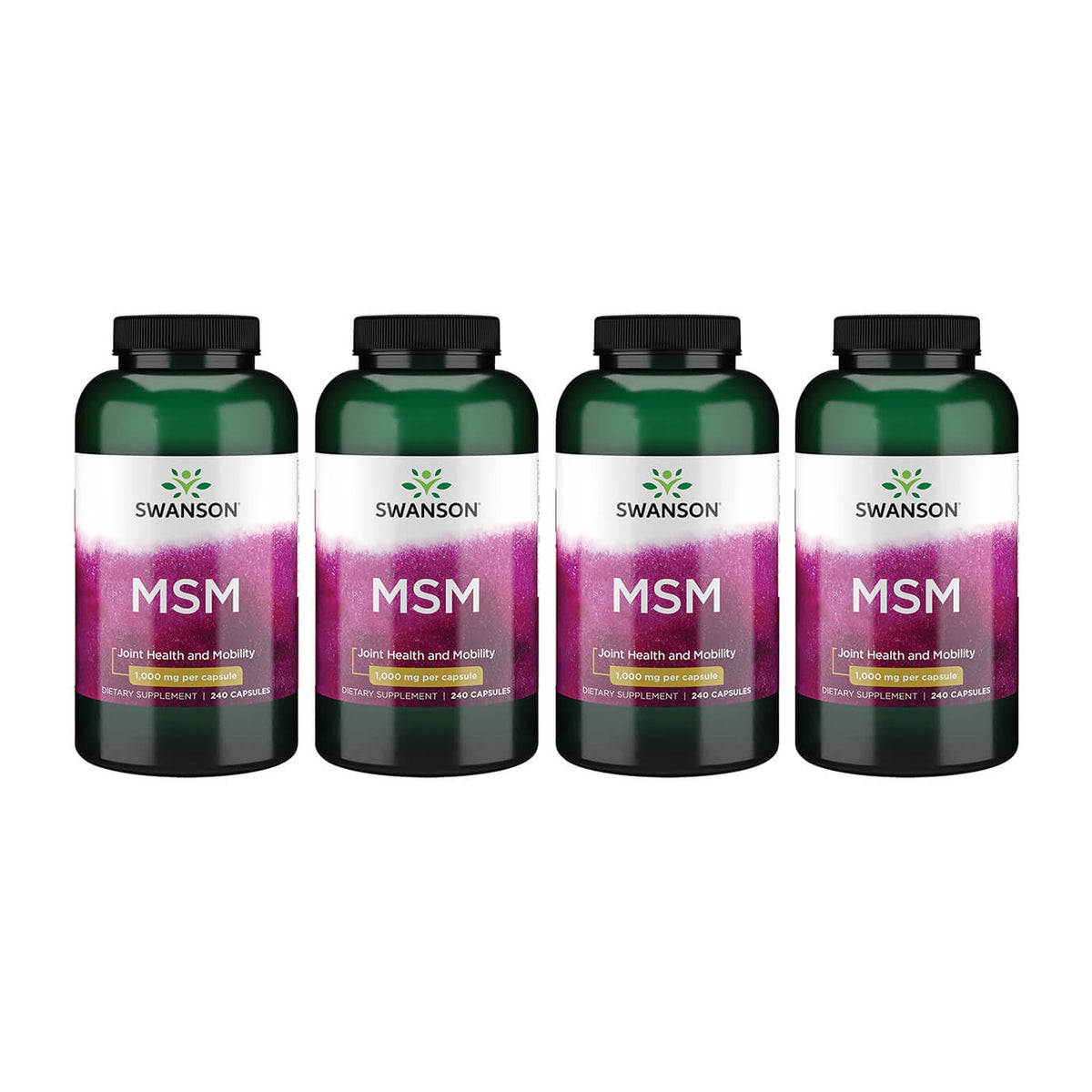 Swanson MSM capsules gros plan, source naturelle de soufre soutenant mobilité et articulation