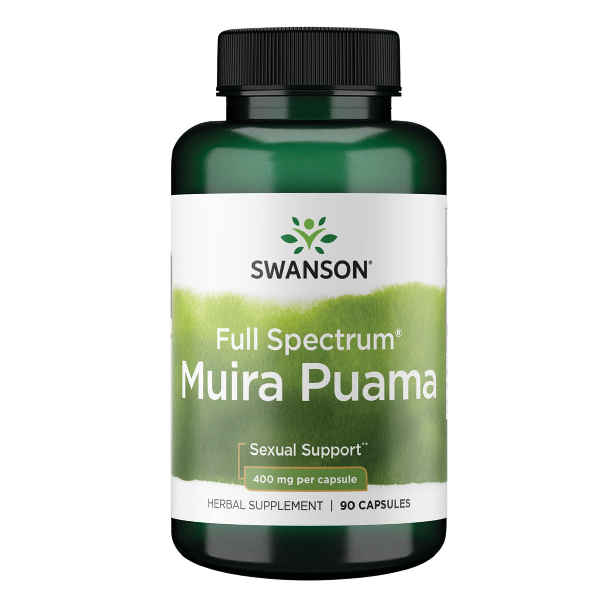 Swanson Muira Puama – Bouteille de 90 gélules soutient la vitalité et l'énergie.