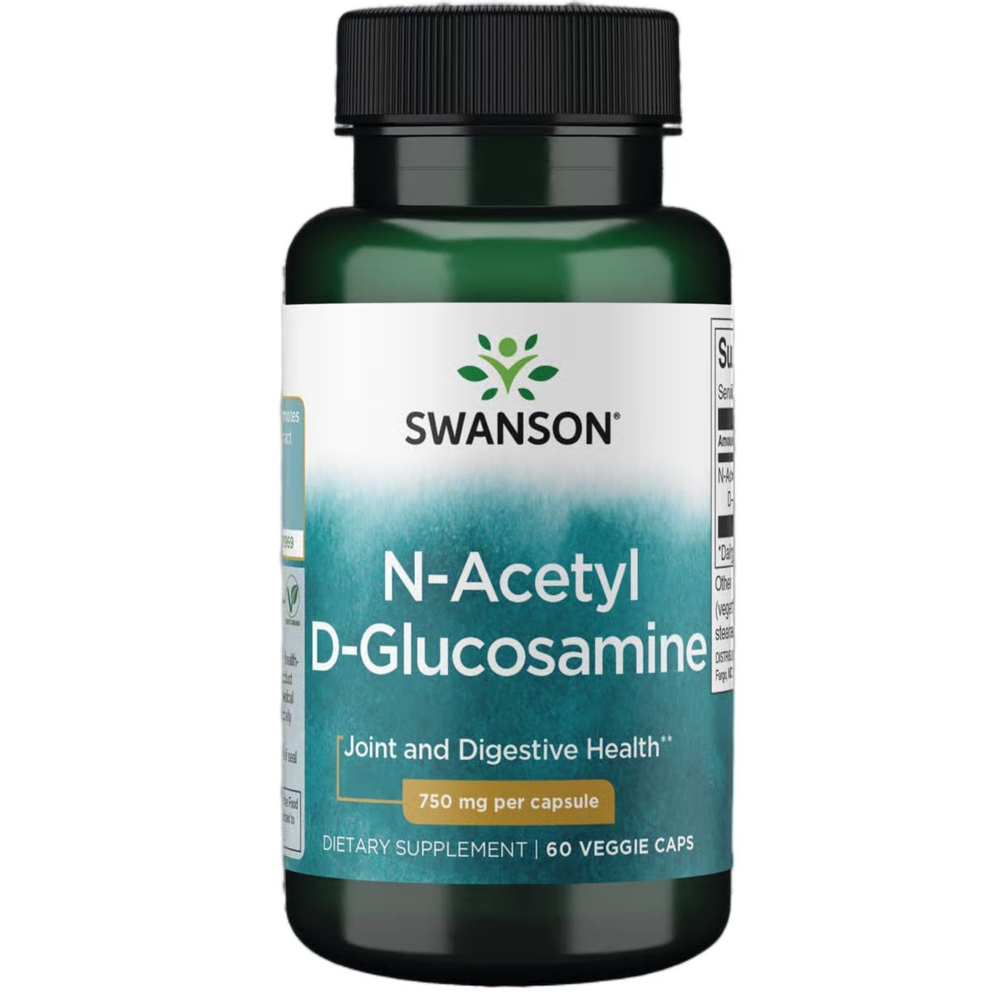 Swanson N-acétyl-D-glucosamine bouteille: présentation claire et pratique pour l’usage quotidien.
