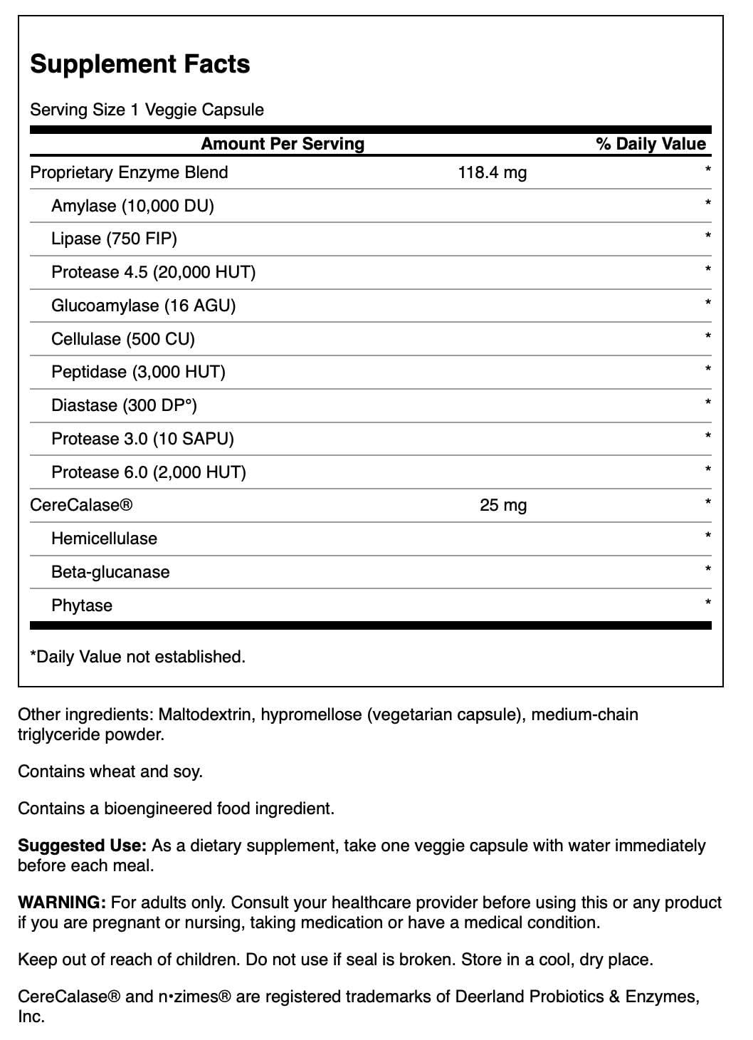 Bouteille Swanson N-Zimes de 90 gélules végétariennes, pratique pour les repas.