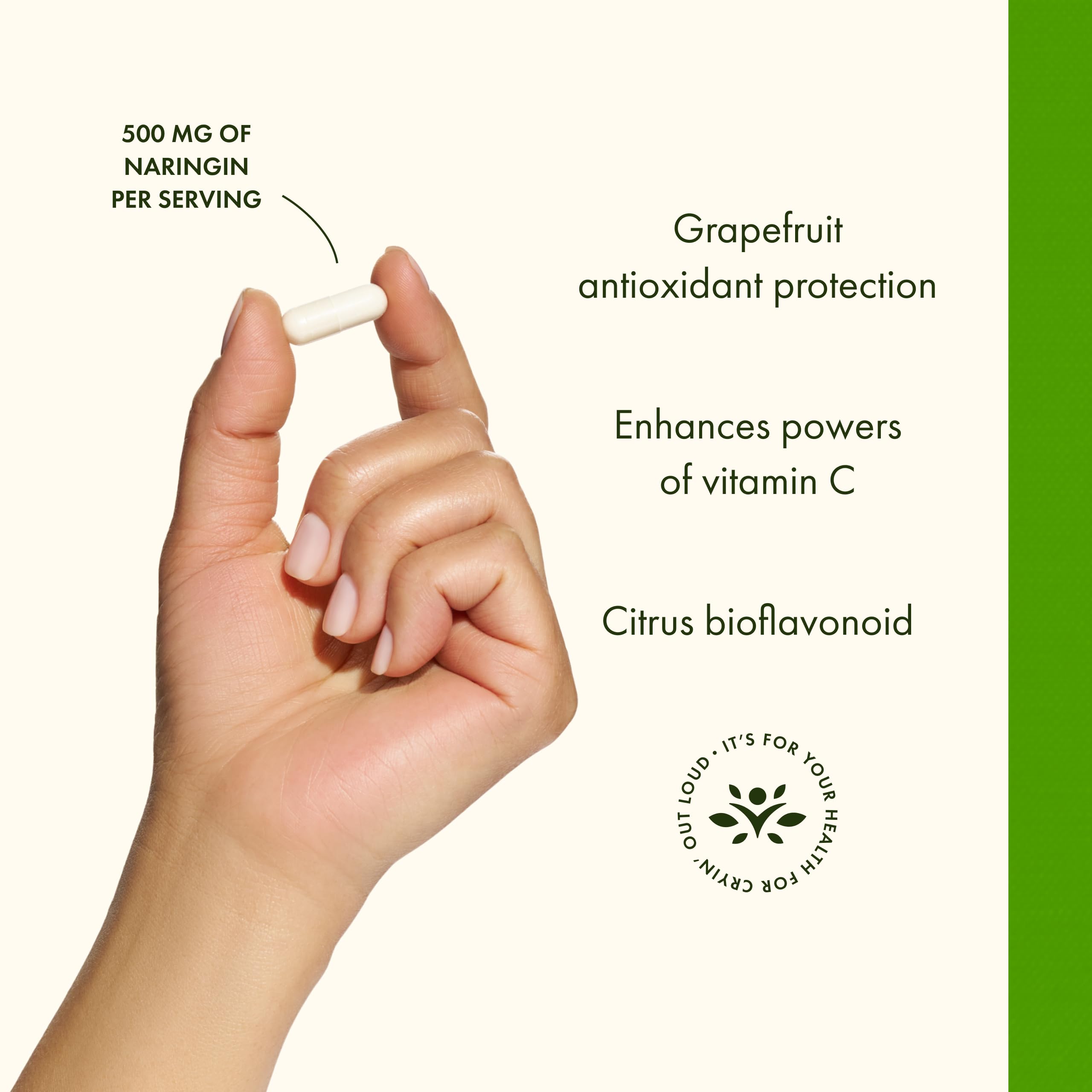 Swanson Naringine – capsules ouvertes révélant texture homogène et présentation soignée.