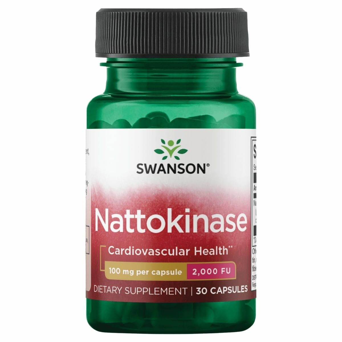 Swanson Nattokinase capsules vue avant, pratique pour votre routine bien-être.