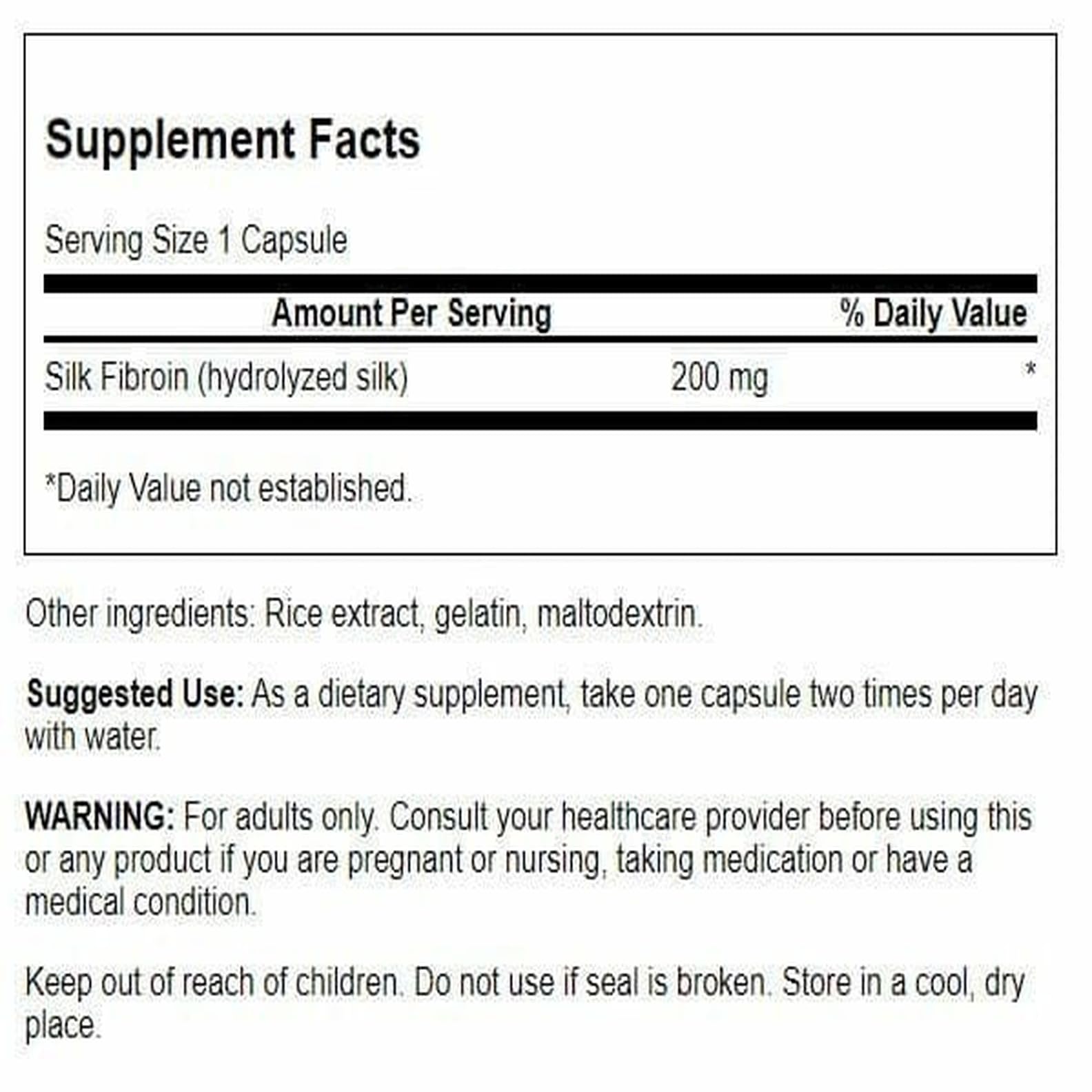 Swanson Neurosilk 200 mg gélules – vue avant, étiquette lisible, favorise l'apprentissage