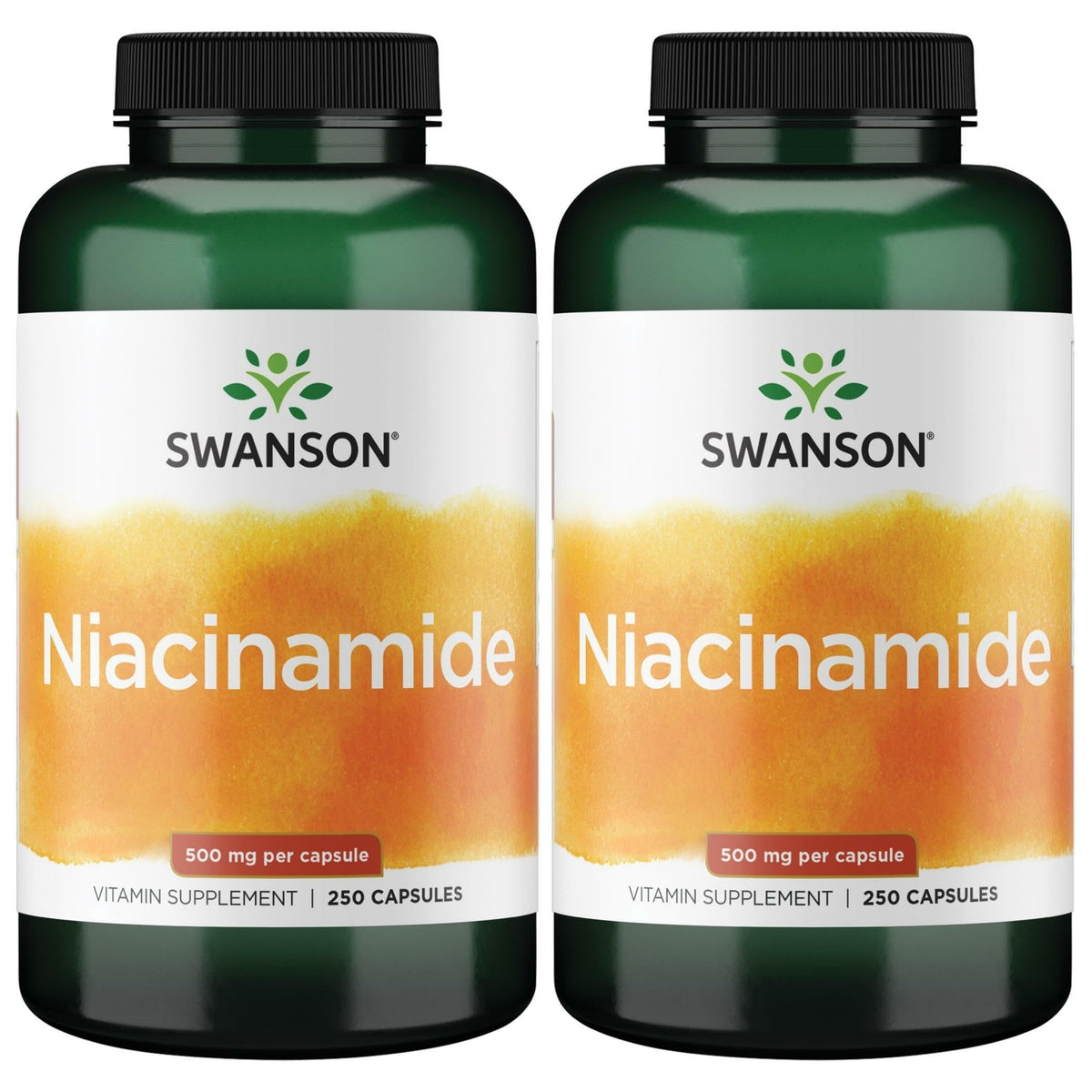 Swanson Niacinamide 500 mg — bouteille élégante, soutien potentiel à la peau.