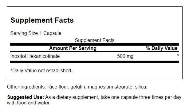 Swanson Niacine 500 mg en bouteille ouverte, format pratique pour l'usage quotidien.