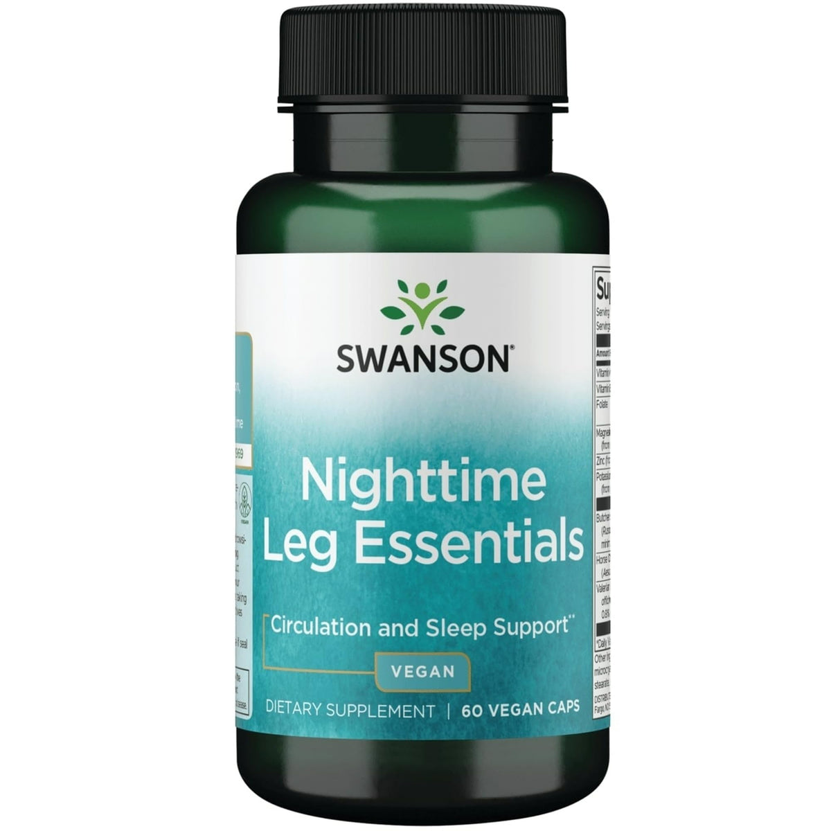 Swanson Nighttime Leg Essentials en bouteille pour une relaxation potentielle au coucher.
