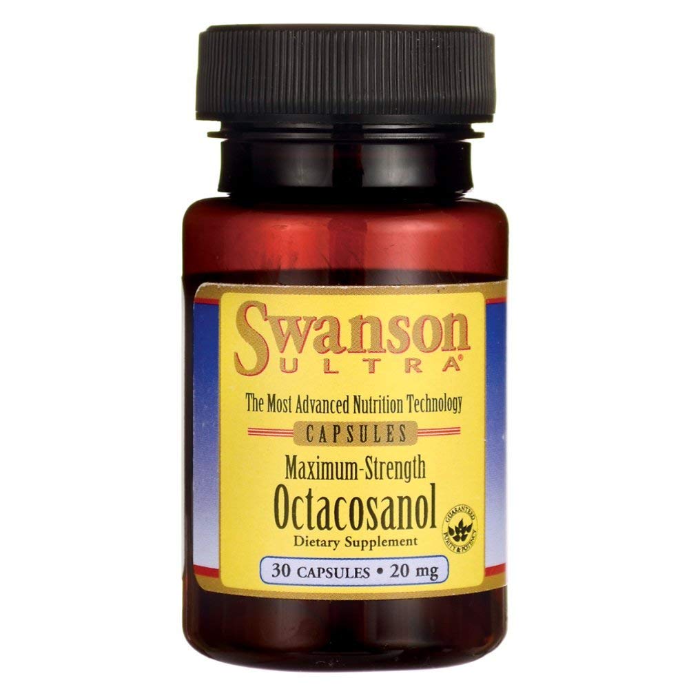 Swanson Octacosanol 20 mg, bouteille: soutien potentiel santé cardiovasculaire et métabolisme.