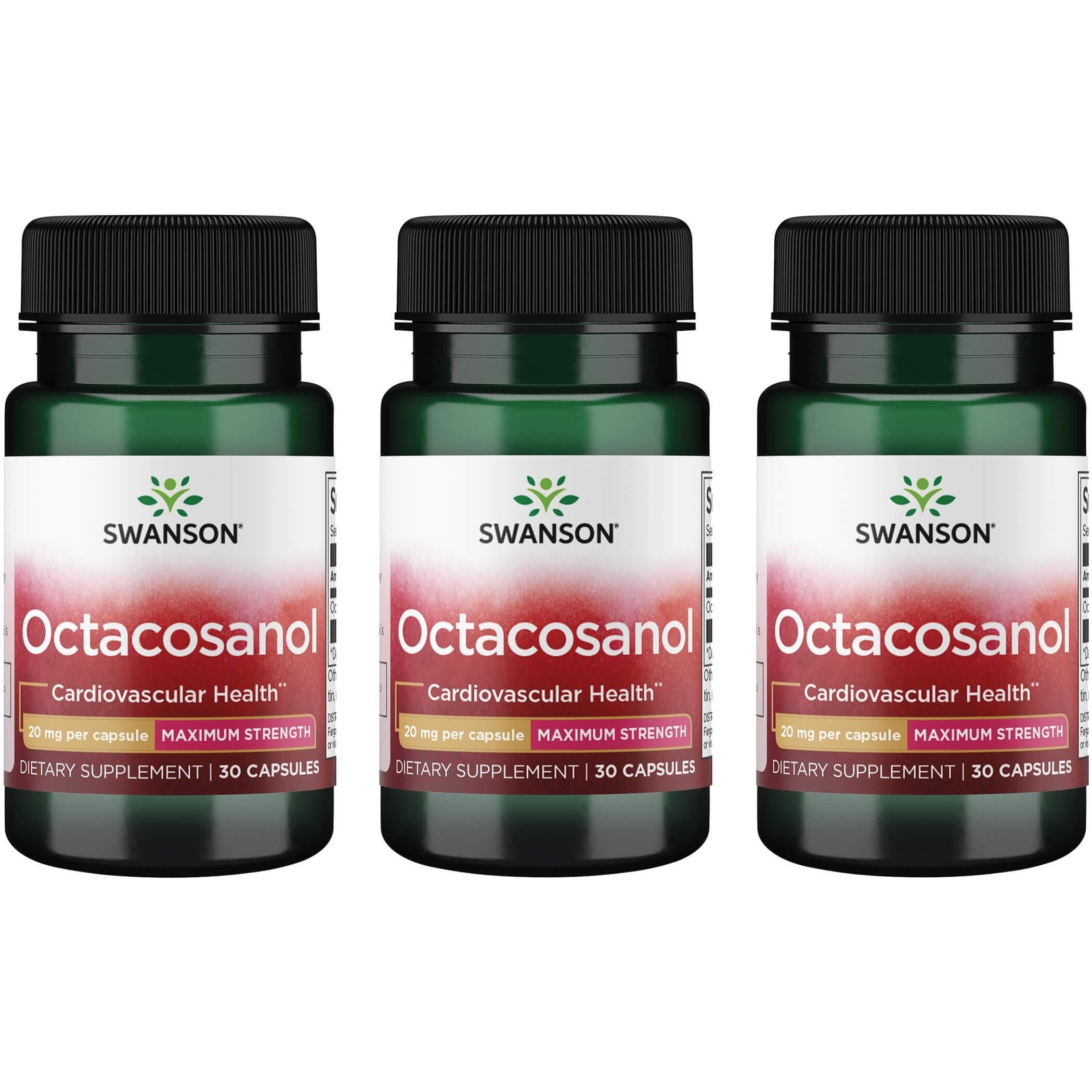 Swanson Octacosanol 20 mg, capsules, bouteille; soutien potentiel au bien-être cardio-vasculaire.