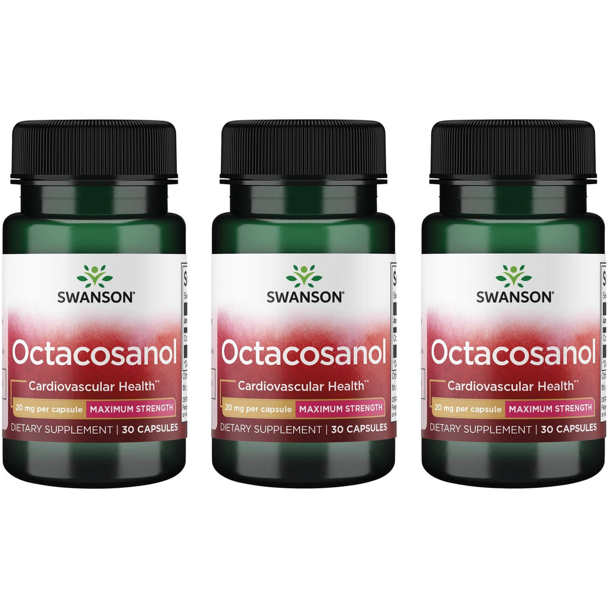 Swanson Octacosanol 20 mg, capsules, bouteille; soutien potentiel au bien-être cardio-vasculaire.