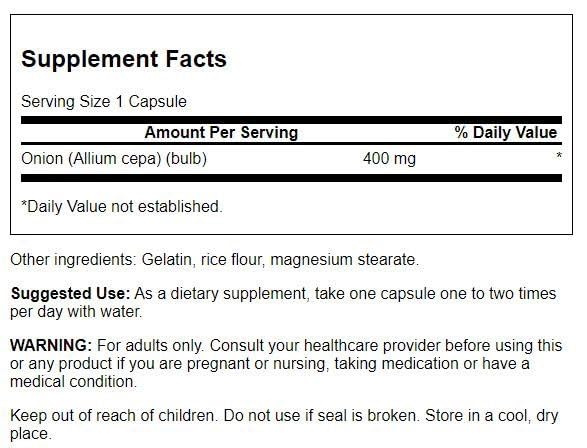 Swanson oignon bulbe - capsules faciles à avaler, intégration simple dans la routine