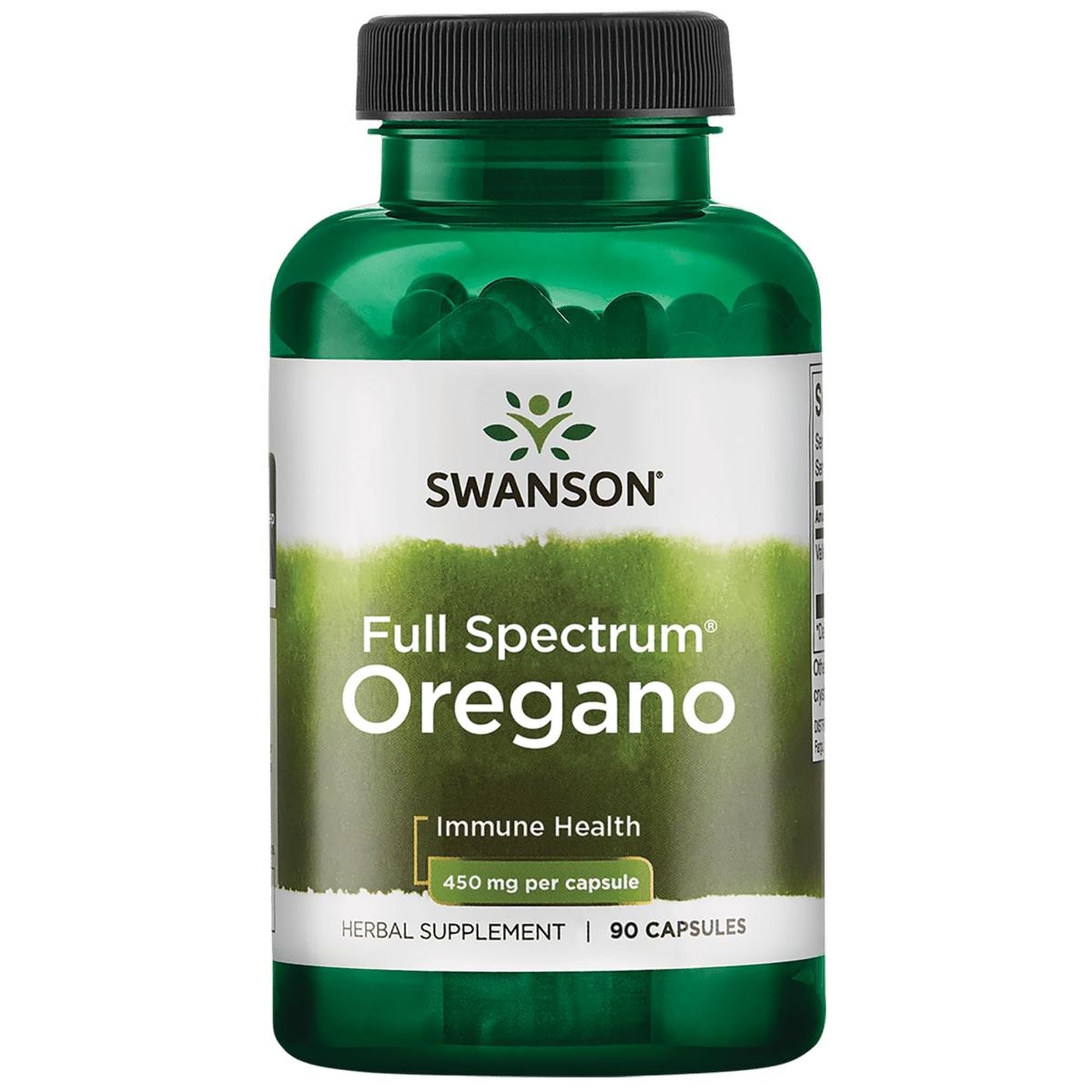Swanson Origan 450 mg – bouteille prête pour une routine quotidienne naturelle.
