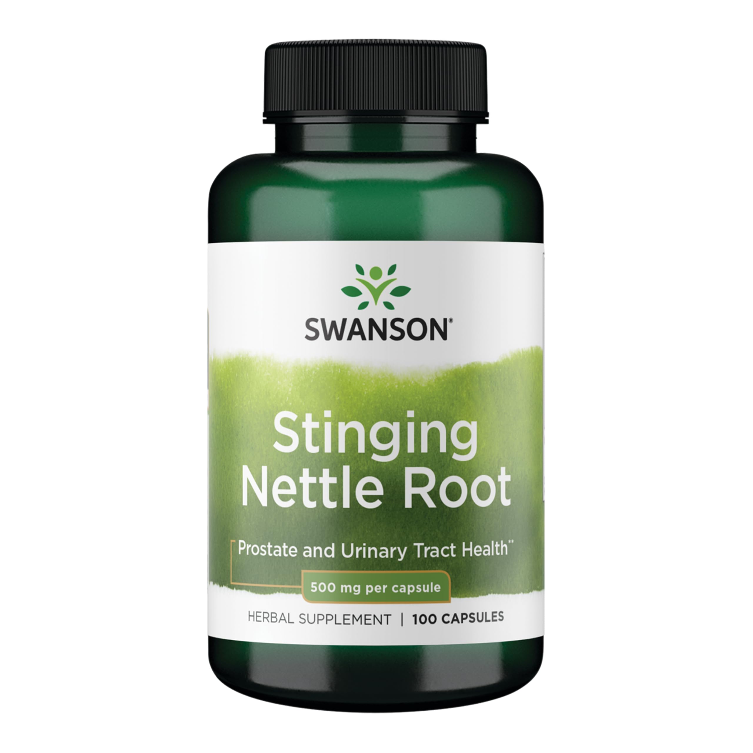 Swanson racine d'ortie 500 mg en capsules, soutien potentiel au quotidien.