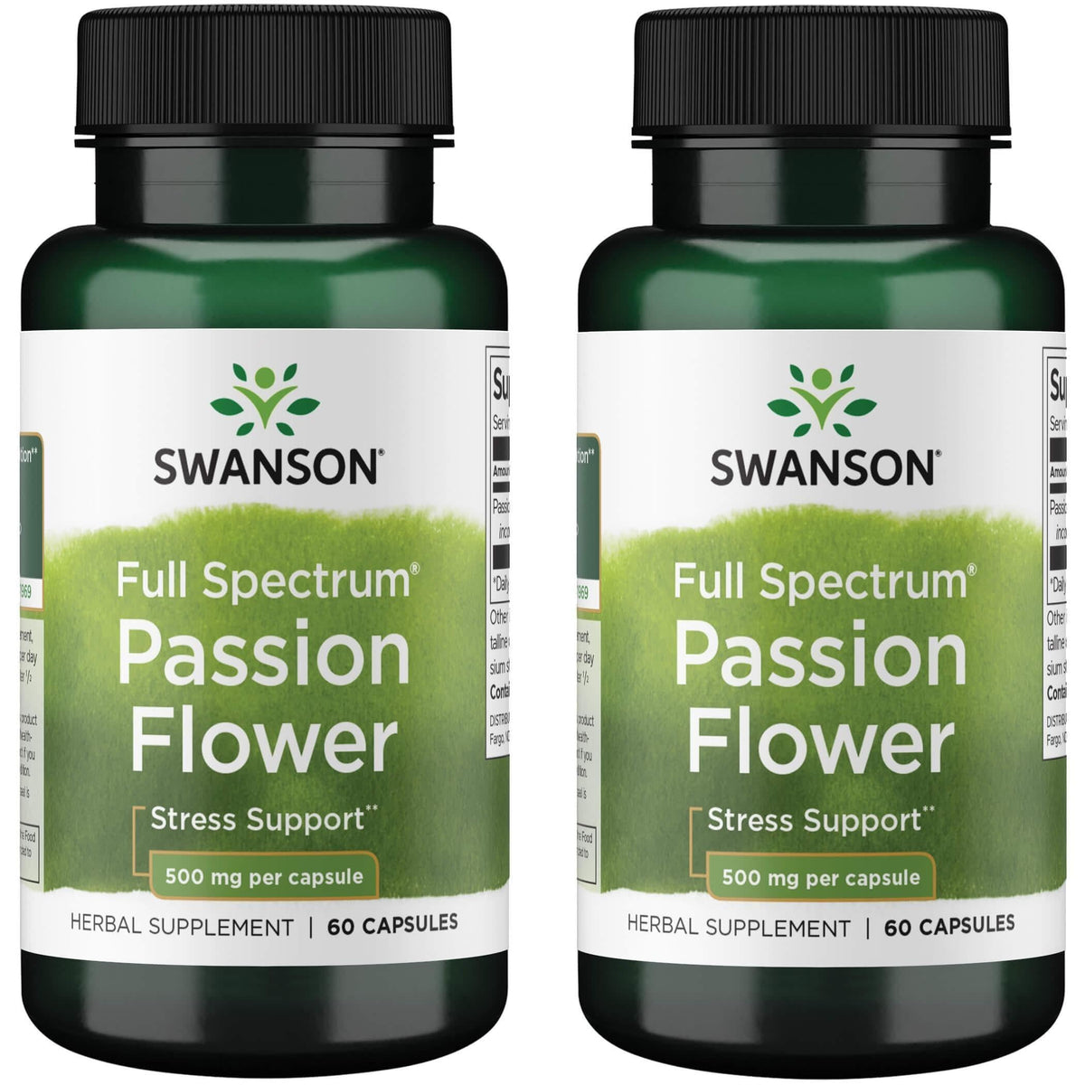 Swanson Passiflore spectre complet, bouteille de 60 capsules, soutien relaxant naturel pour le soir