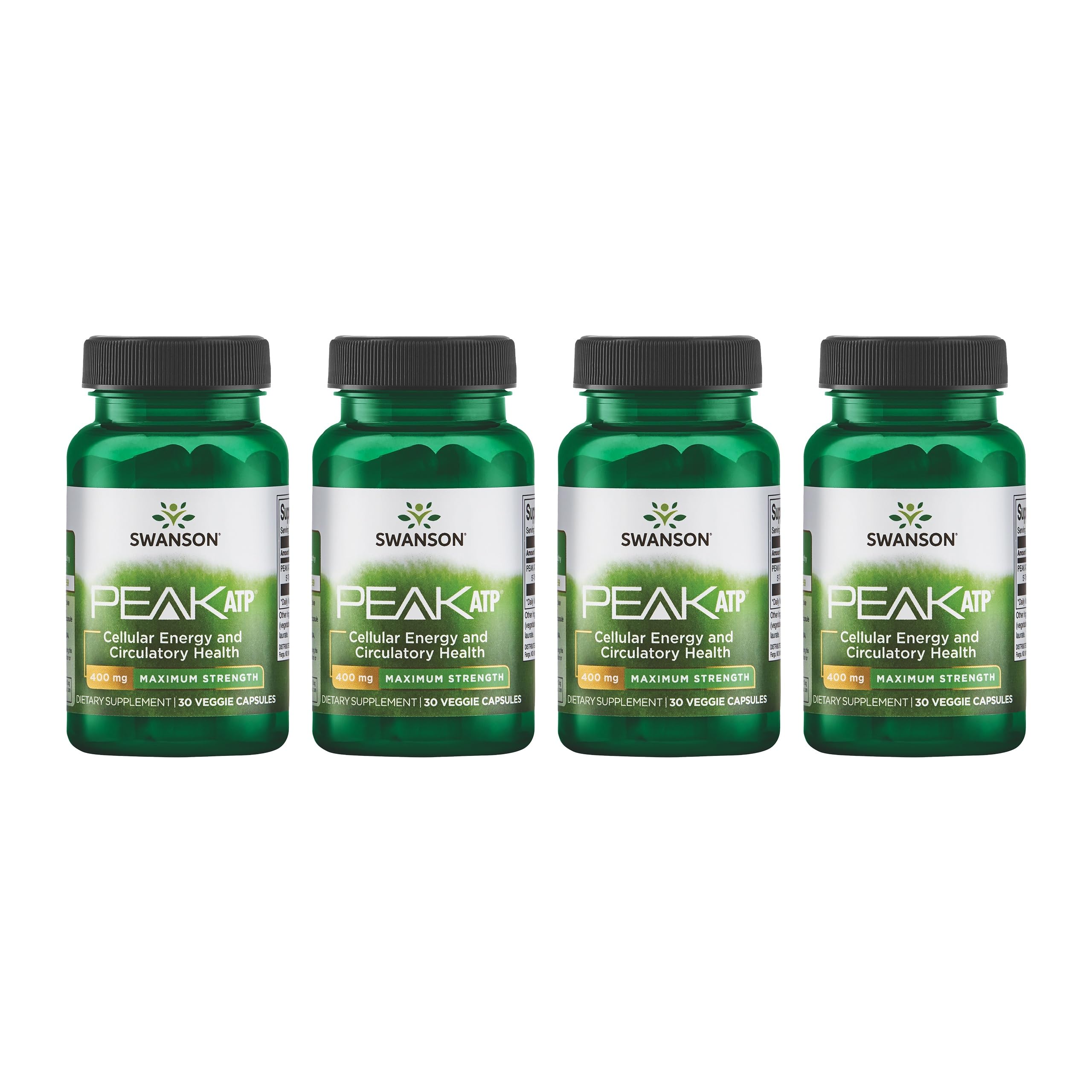 Swanson Peak ATP: bouteille de 400 mg pour soutenir l'énergie cellulaire au quotidien.