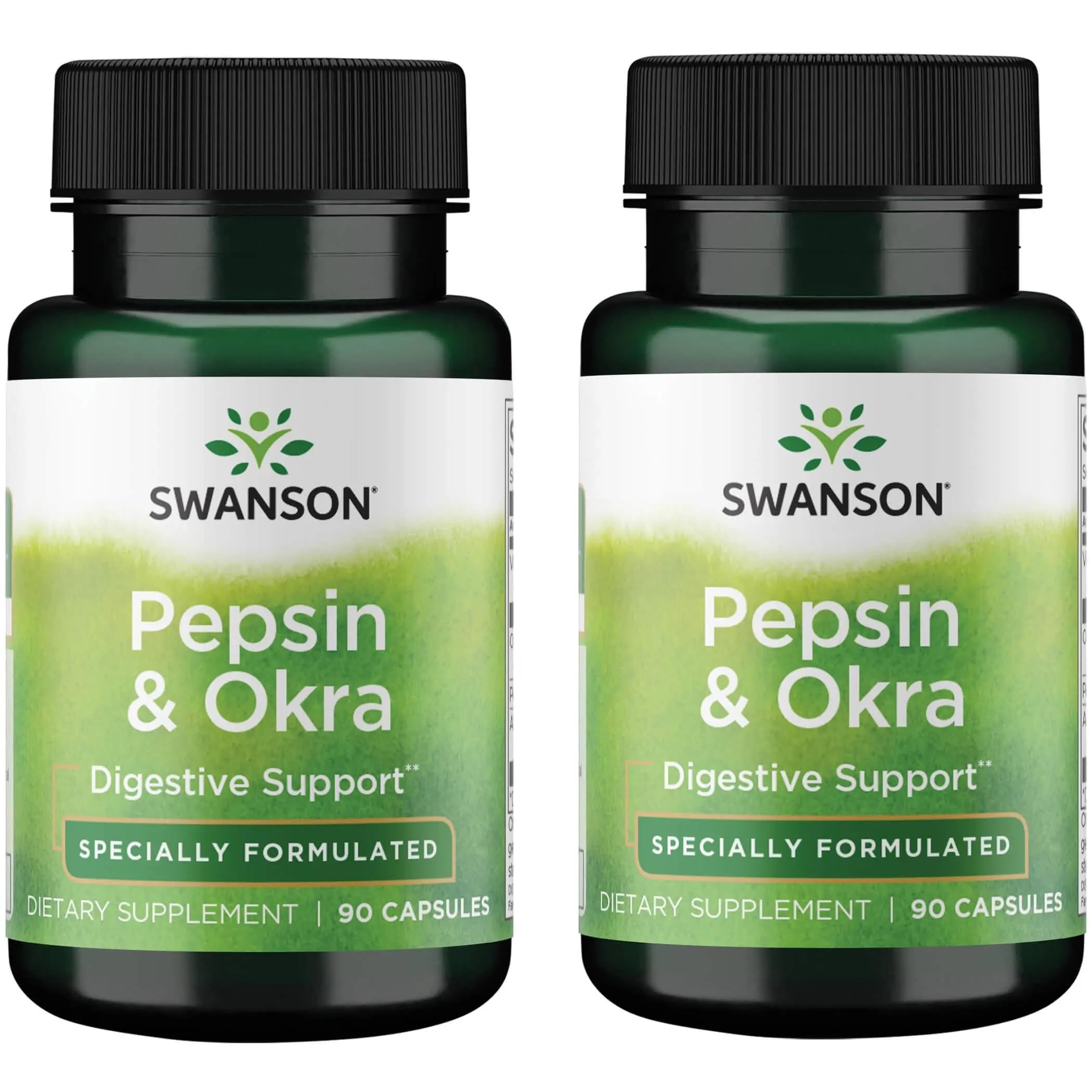Swanson Pepsine et Okra — pack de capsules de 2, soutien digestif potentiel.
