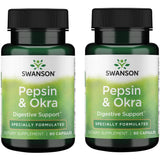 Swanson Pepsine et Okra — pack de capsules de 2, soutien digestif potentiel.