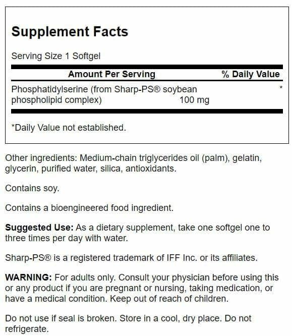 Étiquette Swanson Phosphatidylsérine 100 mg: traçabilité et pureté vérifiée