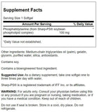 Swanson phosphatidylserine 100 mg – etiquette produit, signalisation cérébrale soutenue