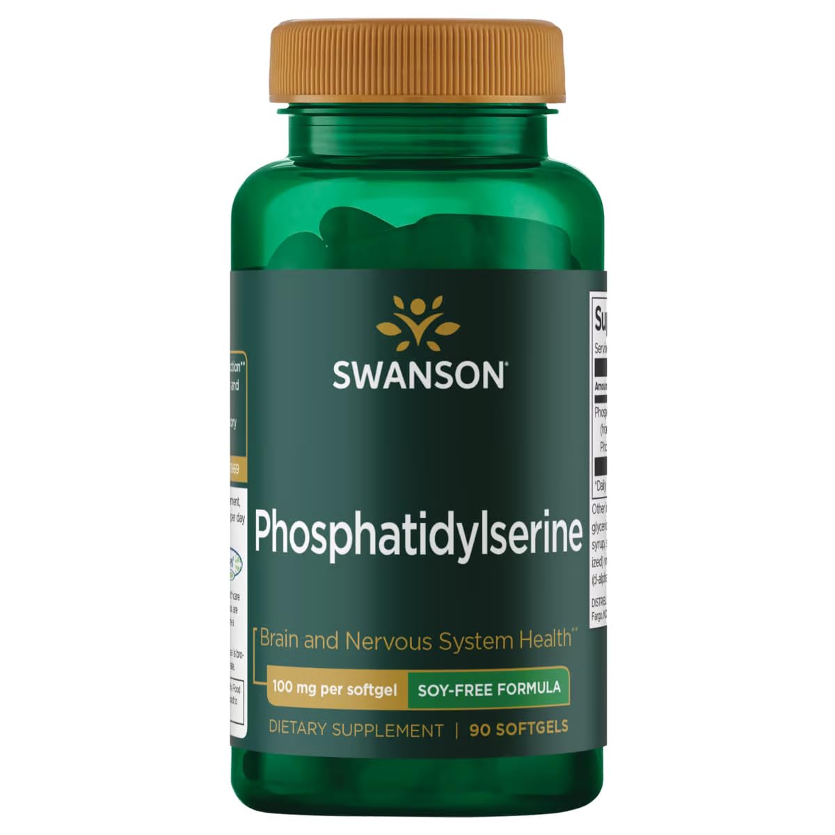 Swanson phosphatidylserine tournesol capsules – soutien potentiel au fonctionnement mental sain.