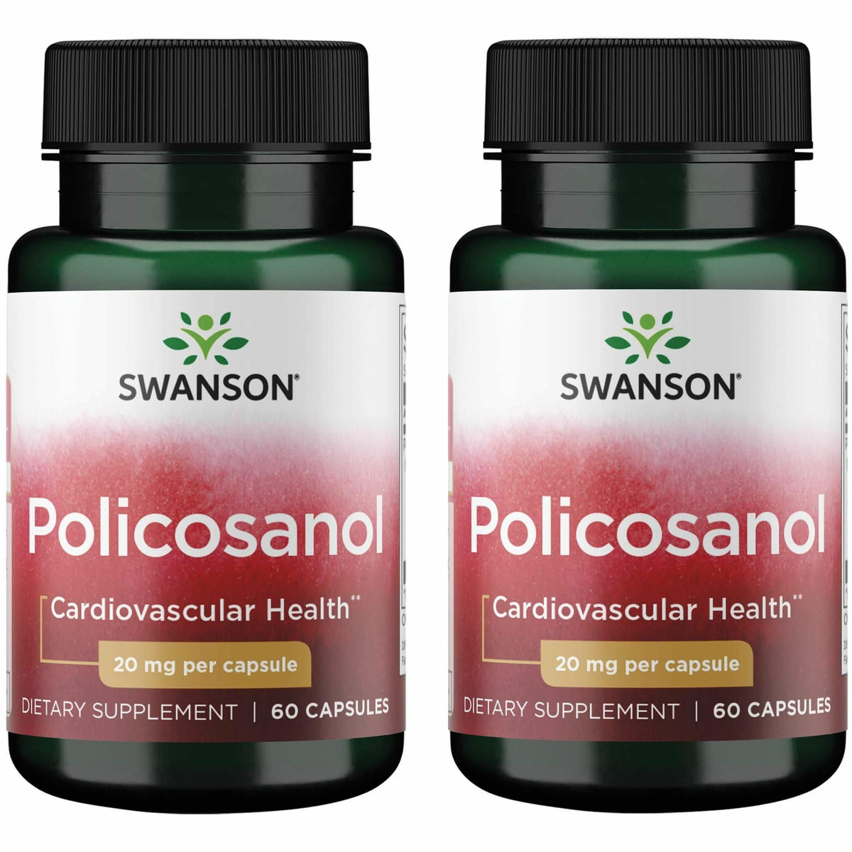 Swanson Policosanol, bouteille de 60 capsules, aperçu du pack double.