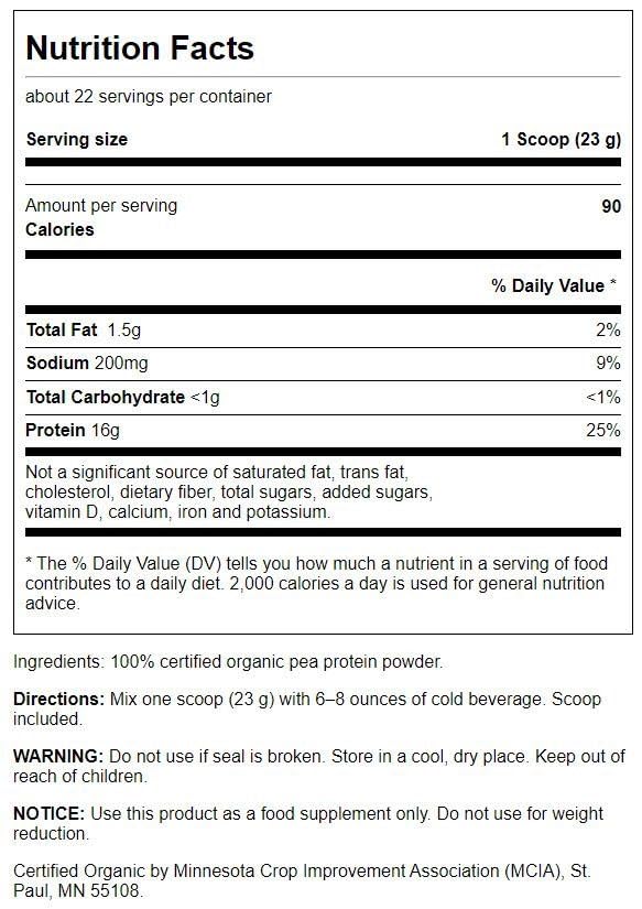 Swanson Poudre de pois frappé, smoothie prêt, alternative sans lactose et sans OGM.
