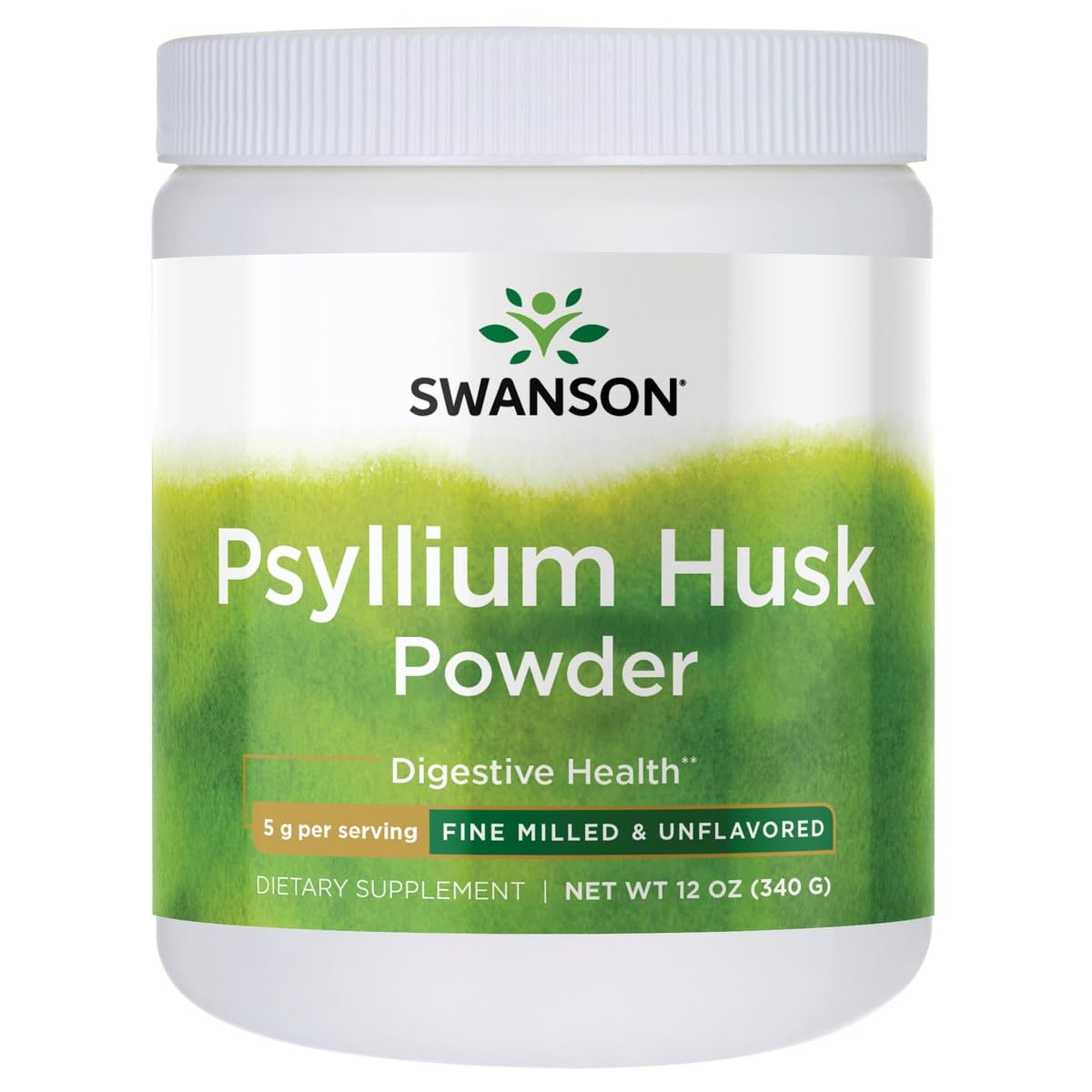 Swanson Psyllium Husk Poudre sans-arôme, pratique pour l'ajout quotidien de fibres.
