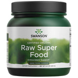 Swanson poudre super-aliment bio avec cuillère doseuse dans un verre, idéal pour un soutien antioxydant.