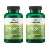 Swanson prébiotiques capsules visibles dans la boîte, soutien potentiel à la flore intestinale.