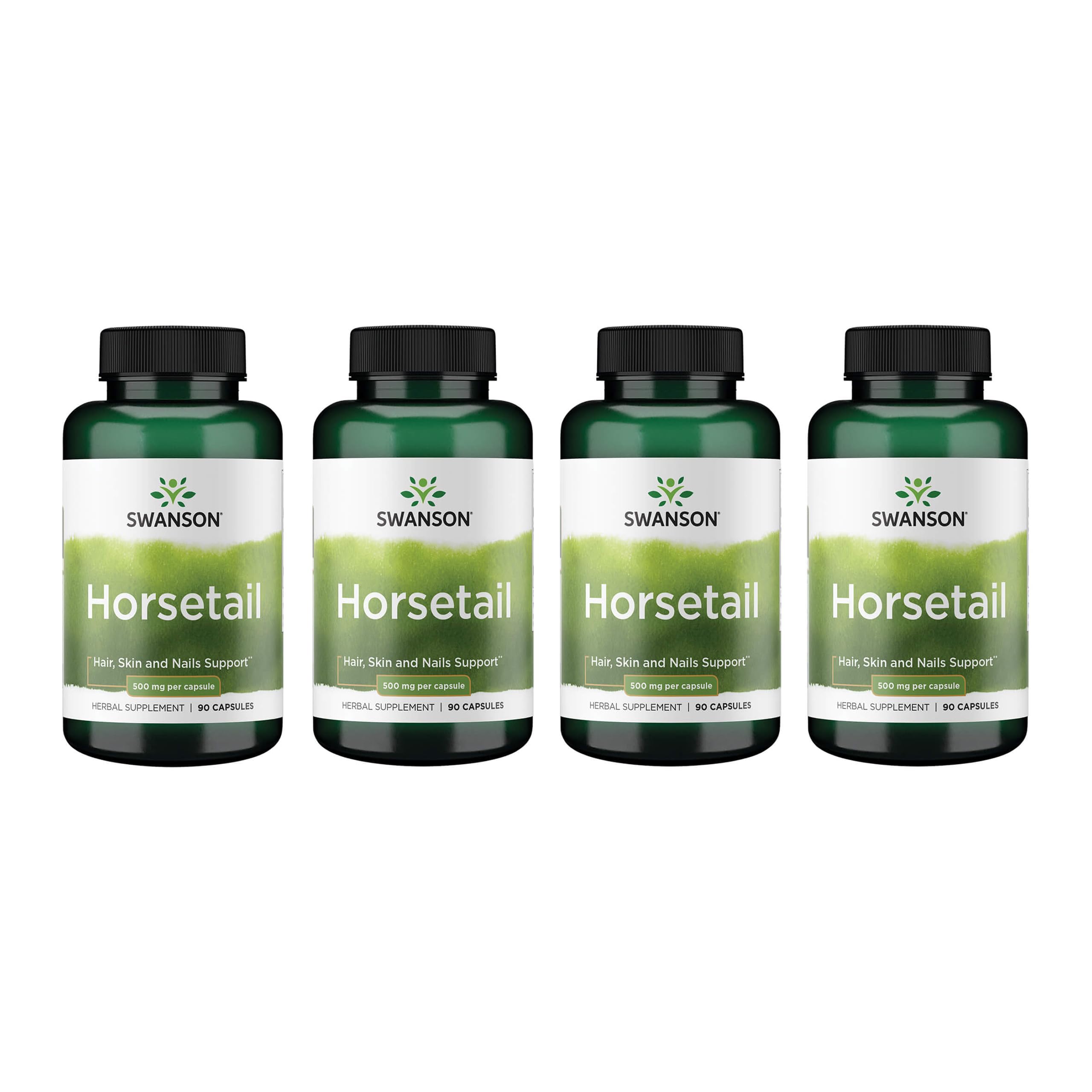 Swanson Prêle pack quatre bouteilles, soutien potentiel pour cheveux, peau et ongles.