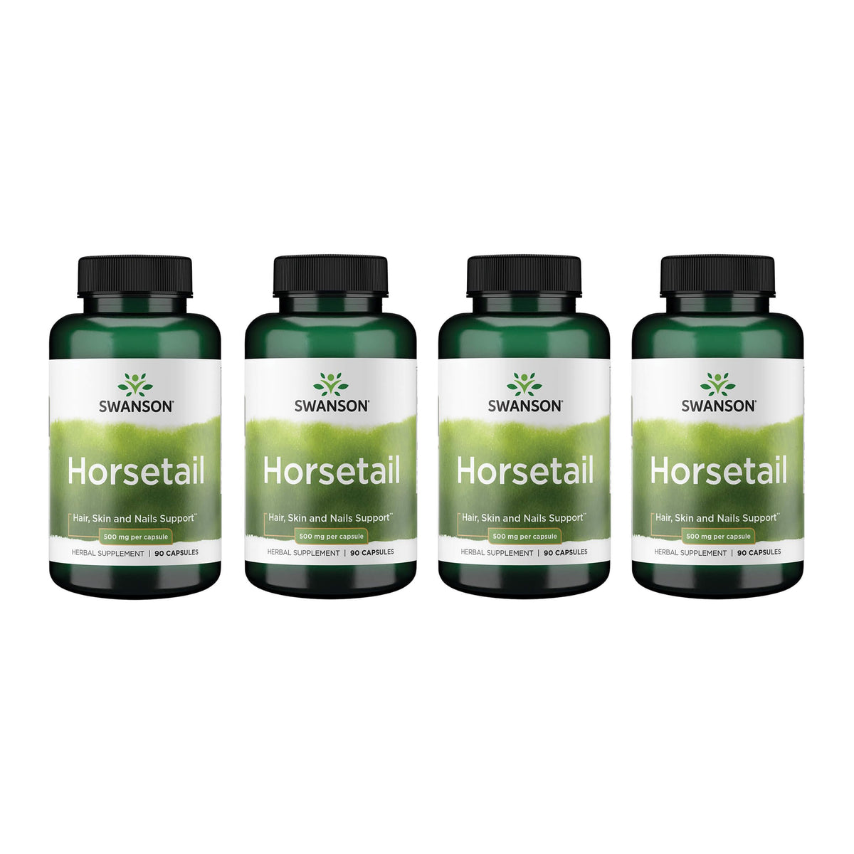 Swanson Prêle pack quatre bouteilles, soutien potentiel pour cheveux, peau et ongles.