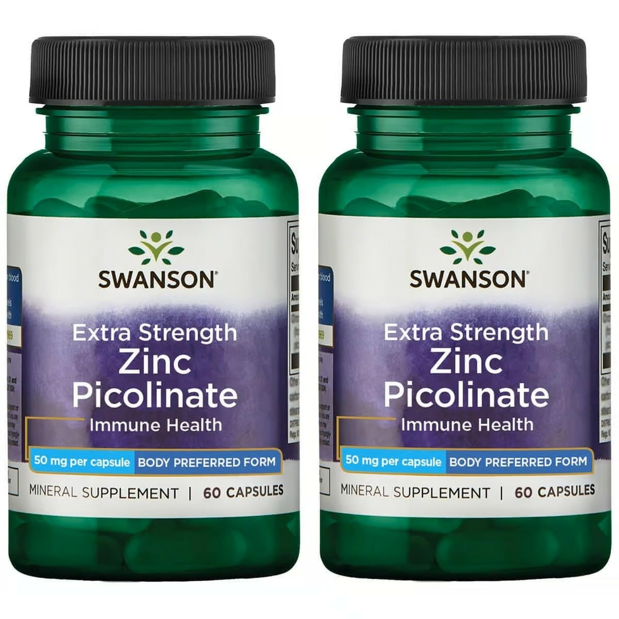 Swanson Premium Brand Zinc Picolinate – bouteille claire, soutien potentiel à l’immunité.