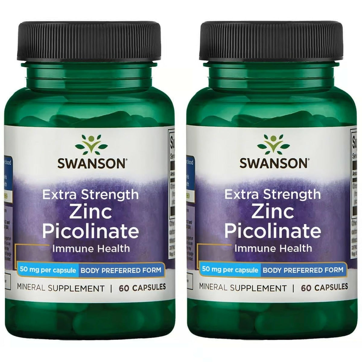 Swanson Premium Brand Zinc Picolinate – bouteille claire, soutien potentiel à l’immunité.