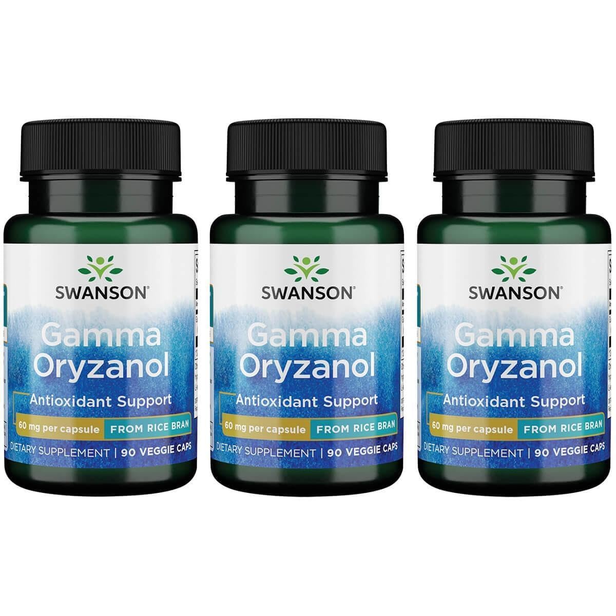 Swanson Gamma Oryzanol, bouteille de 90 gélules véganes, soutien potentiel à l énergie et à l équilibre hormonal.