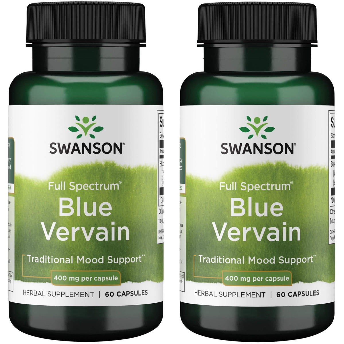 Swanson Premium Vervaine Bleue – capsules 400 mg, soutien potentiel de l'humeur et du calme.