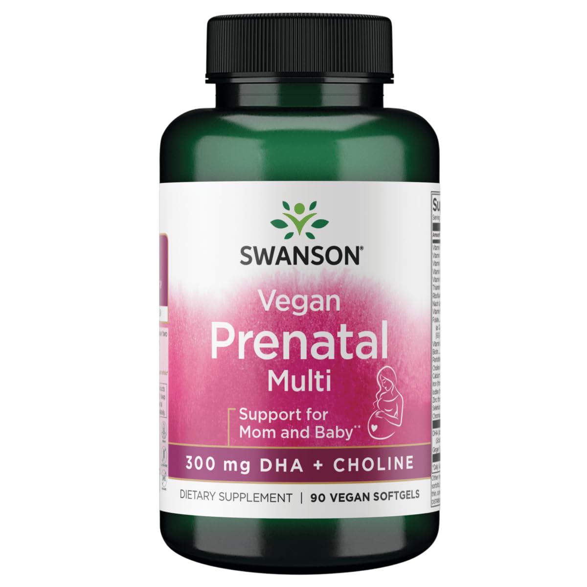 Swanson Prenatal Multi 90 Vegan SGELS sur bouteille et gélules faciles à avaler pour routine quotidienne