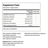 Étiquette Swanson Probiotic Complex montrant l’emballage et les normes de qualité.